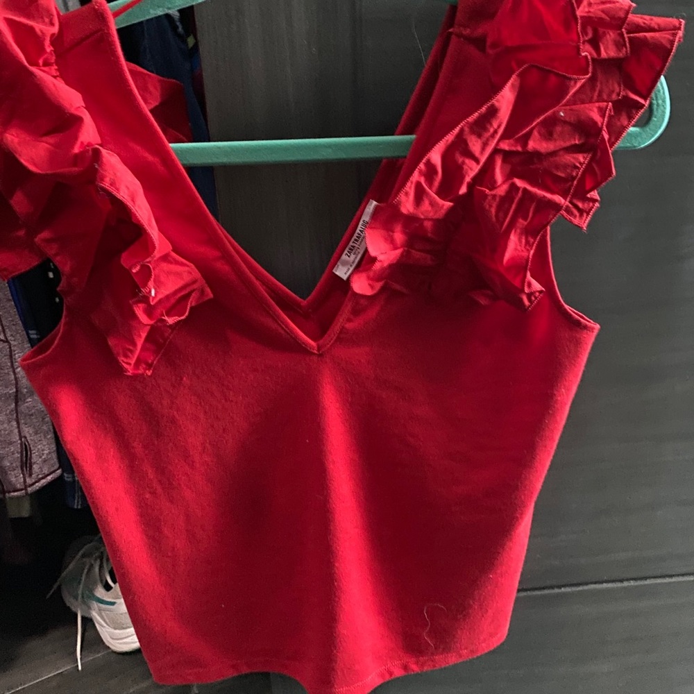red zara top, never worn